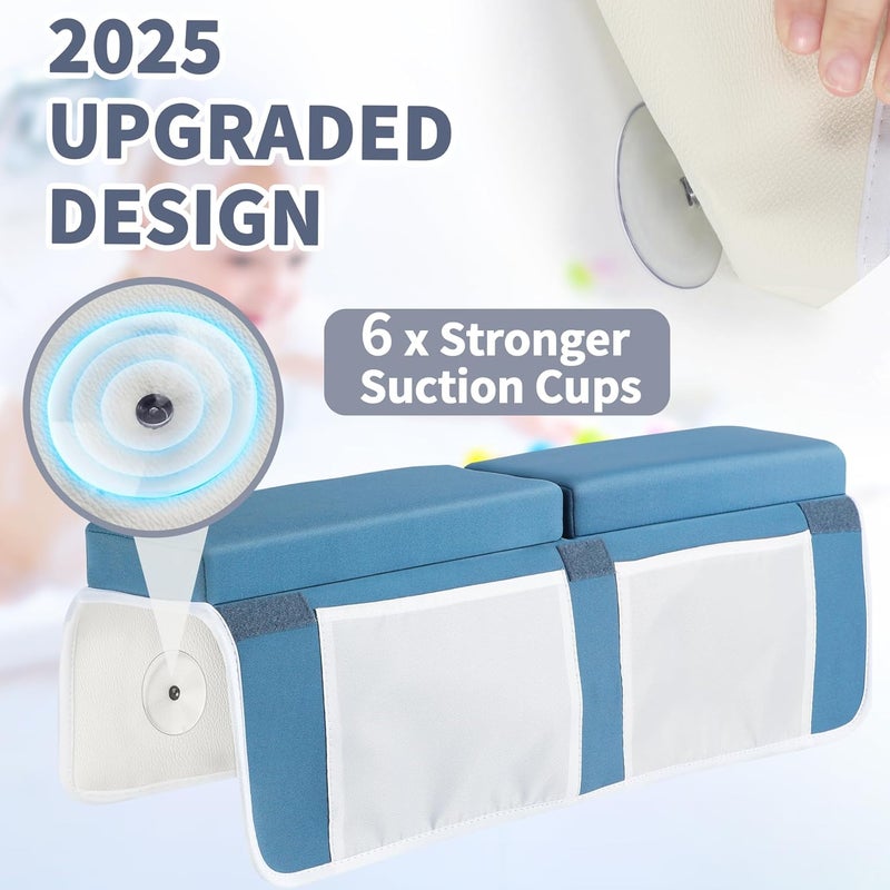 URMYWO Bath Kneeler and Elbow Rest Pad Set - 1.5" Thick Baby Bath Kneeler Pads with Toys Organizer, Anti-Slip Cozy Knee & Arm Support Bathtub Mat, Quick Dry Kneeling Pad for Baby Bath Time - Image 3